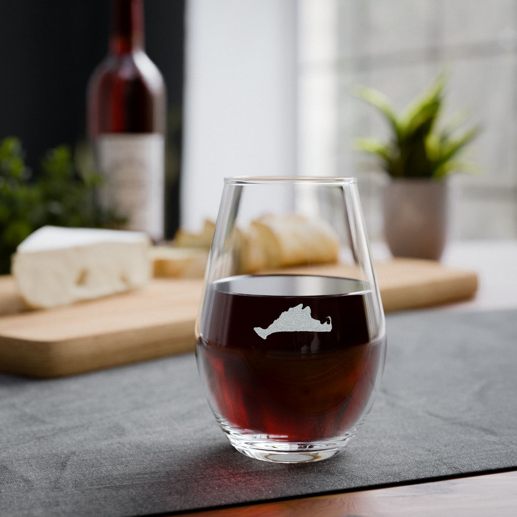 Timeless Martha's Vineyard Stemless Wine Glass — 11.5oz Engraved Vineyard